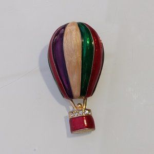 Hot Air Balloon Multicolor Enamel BROOCH ~ Pendant Tremulose Rhinestone …